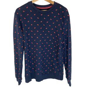 21 Men An American Brand Howling Wolf Dog Animal Print Sweatshirt L Blue Red